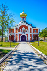 Fototapeta na wymiar It's Territory of the Valday Iversky Monastery, a Russian Orthodox monastery founded by Patriarch Nikon in 1653. Lake Valdayskoye in Valdaysky District of Novgorod Oblast, Russia,