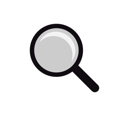 Search Icon, magnifying glass vector, lens cristal, isolated on white