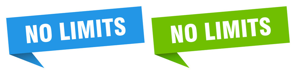 no limits banner. no limits speech bubble label set. no limits sign
