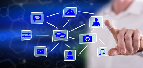 Man touching an application concept