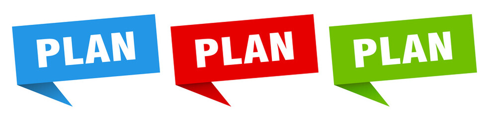 plan banner. plan speech bubble label set. plan sign