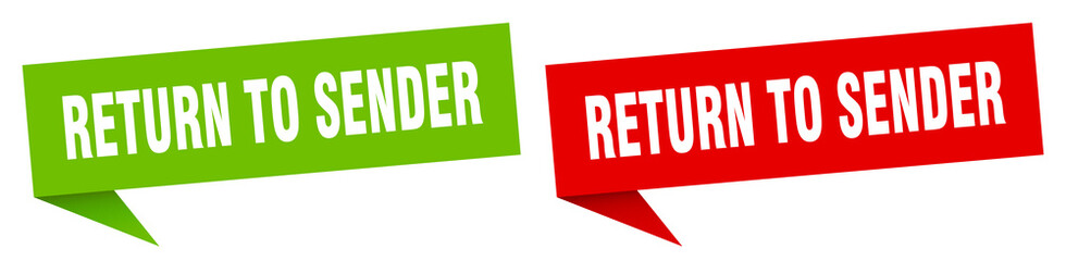 return to sender banner. return to sender speech bubble label set. return to sender sign