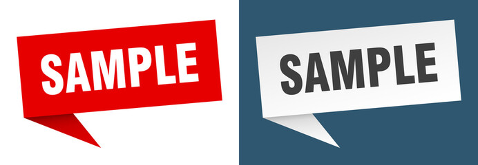 sample banner. sample speech bubble label set. sample sign