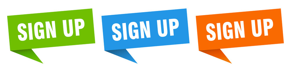 sign up banner. sign up speech bubble label set. sign up sign