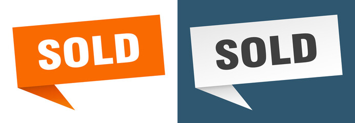sold banner. sold speech bubble label set. sold sign