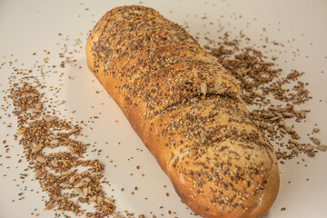 Wholemeal bread bar on the table