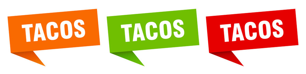Fototapeta premium tacos banner. tacos speech bubble label set. tacos sign