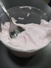 yogurt with spoon