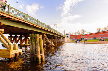 Wooden bridge to the Peter and Paul Fortress. The most important part of the State Museum of Saint Petersburg History.