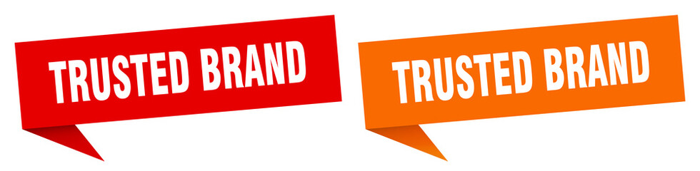 trusted brand banner. trusted brand speech bubble label set. trusted brand sign