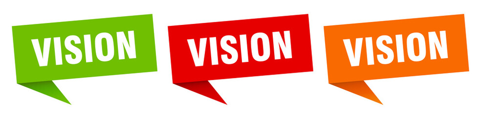 vision banner. vision speech bubble label set. vision sign