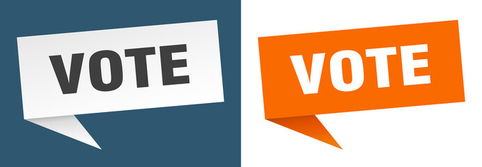 vote banner. vote speech bubble label set. vote sign