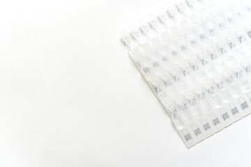 Blow Fill Seal BFS ampules white background isolated healthcare medical