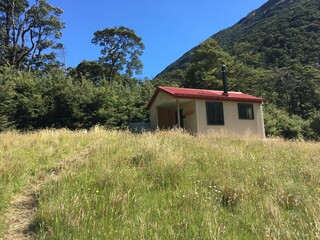 waiau hut red roof hut