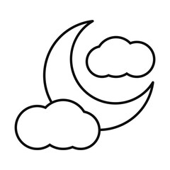 moon with clouds line style icon vector design