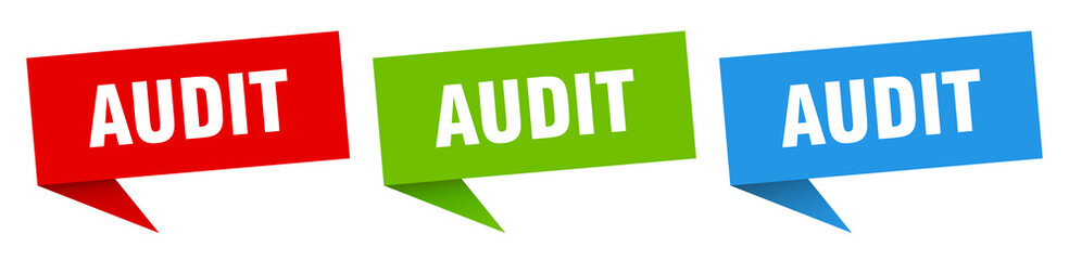 audit banner. audit speech bubble label set. audit sign