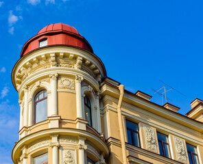 Beautiful facade of a building in St. Petersburg