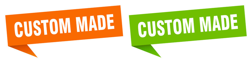 custom made banner. custom made speech bubble label set. custom made sign