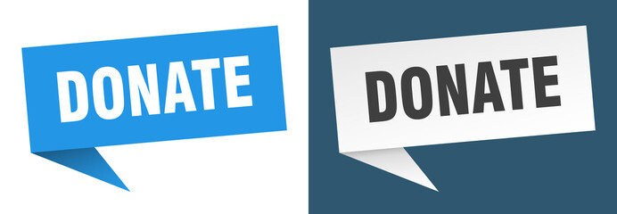 donate banner. donate speech bubble label set. donate sign