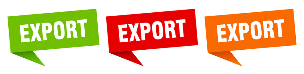 export banner. export speech bubble label set. export sign