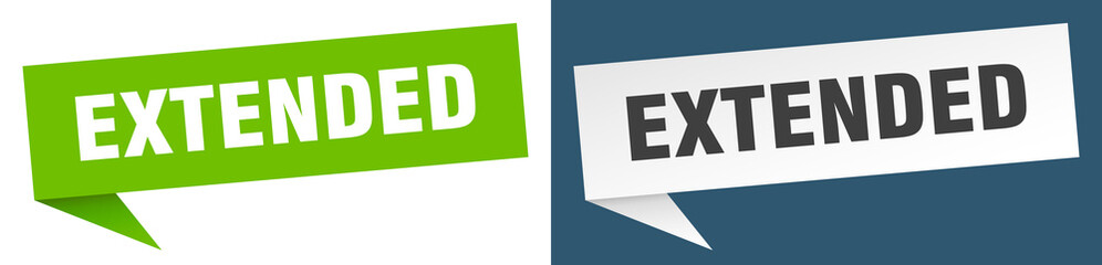extended banner. extended speech bubble label set. extended sign