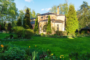 Fototapeta na wymiar Country house and garden in Moscow oblast ( region)