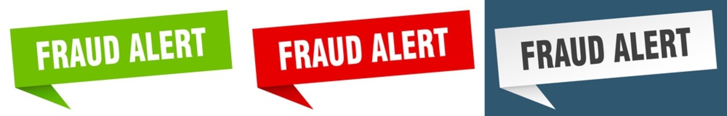 fraud alert banner. fraud alert speech bubble label set. fraud alert sign