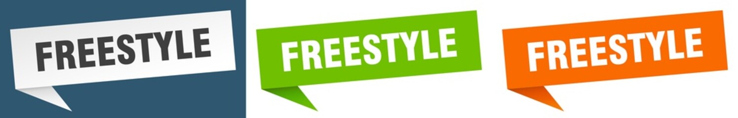 freestyle banner. freestyle speech bubble label set. freestyle sign