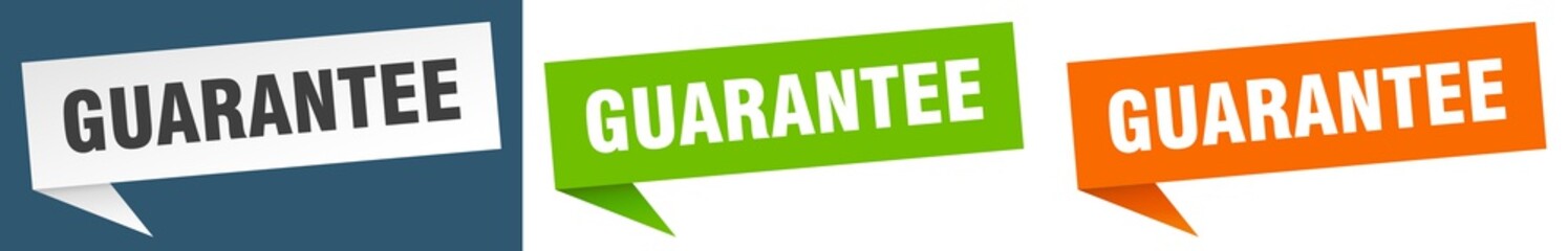 guarantee banner. guarantee speech bubble label set. guarantee sign