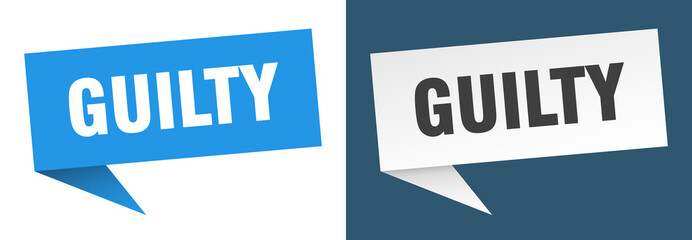 guilty banner. guilty speech bubble label set. guilty sign