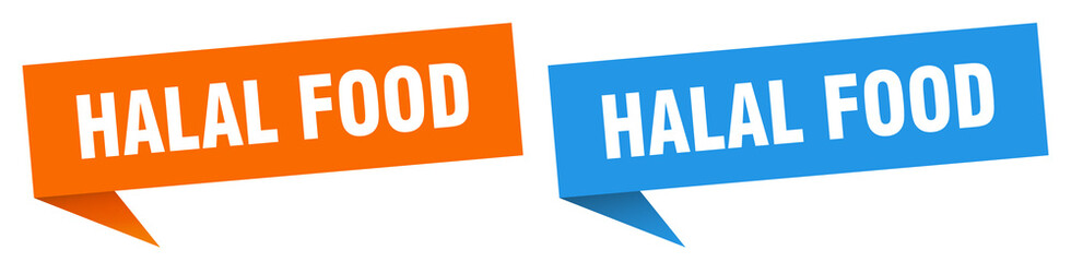 halal food banner. halal food speech bubble label set. halal food sign