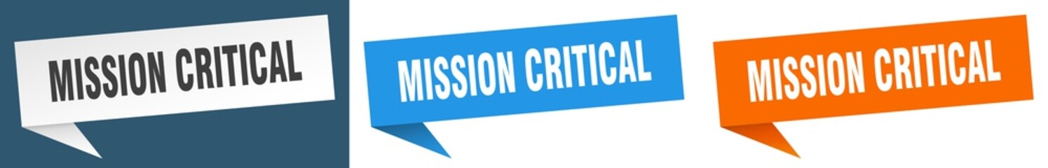 mission critical banner. mission critical speech bubble label set. mission critical sign