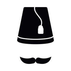 Eid mubarak hat with mustache silhouette style icon vector design