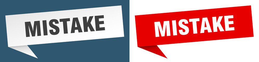 Fototapeta premium mistake banner. mistake speech bubble label set. mistake sign