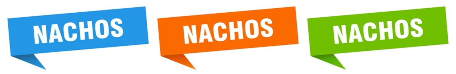 nachos banner. nachos speech bubble label set. nachos sign