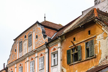 Houses of old town of Sibiu, one of the most important cultural centres of Romania