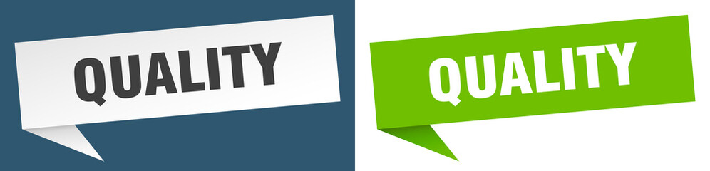 quality banner. quality speech bubble label set. quality sign