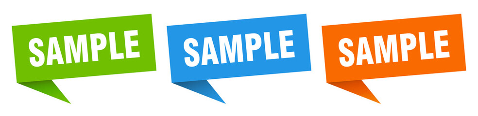 sample banner. sample speech bubble label set. sample sign
