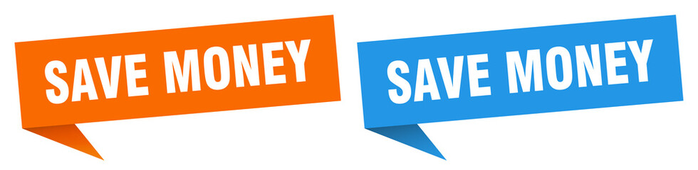 save money banner. save money speech bubble label set. save money sign