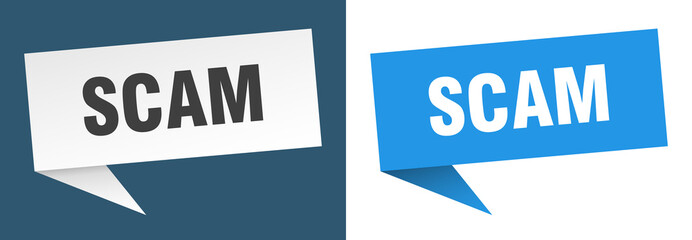 scam banner. scam speech bubble label set. scam sign
