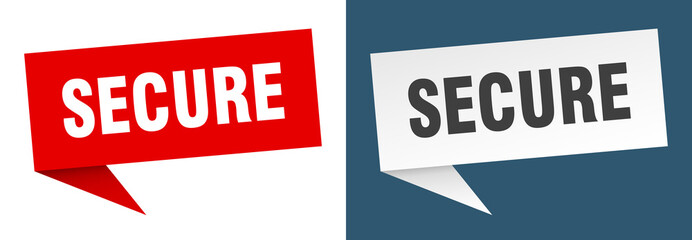 secure banner. secure speech bubble label set. secure sign