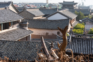 
February 2019. The roofs of a rural village in Yunnan, southern China.