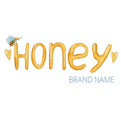 Watercolor logo with golden handwritten lettering 