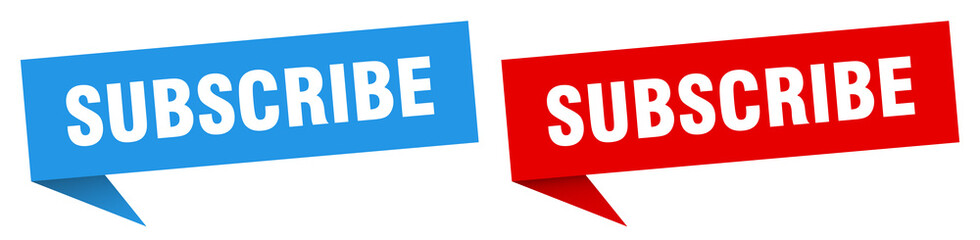 subscribe banner. subscribe speech bubble label set. subscribe sign