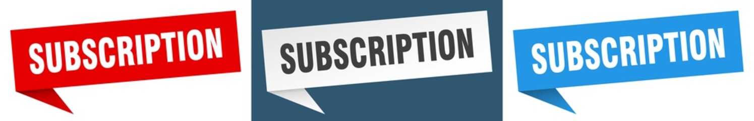 subscription banner. subscription speech bubble label set. subscription sign