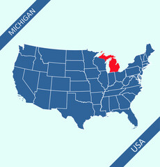 Michigan highlighted on USA map
