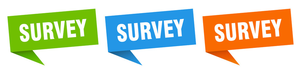 survey banner. survey speech bubble label set. survey sign