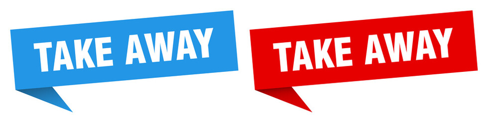 take away banner. take away speech bubble label set. take away sign