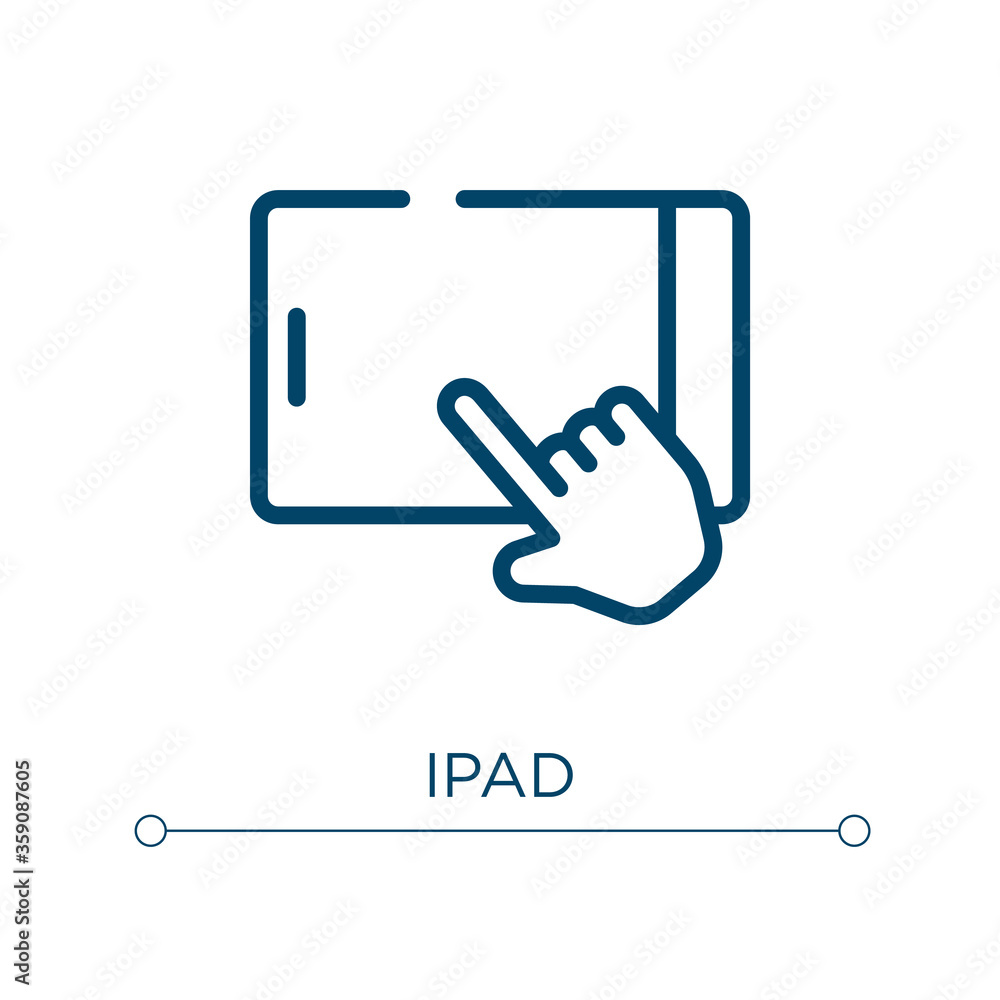 Poster ipad icon. linear vector illustration. outline ipad icon vector. thin line symbol for use on web and