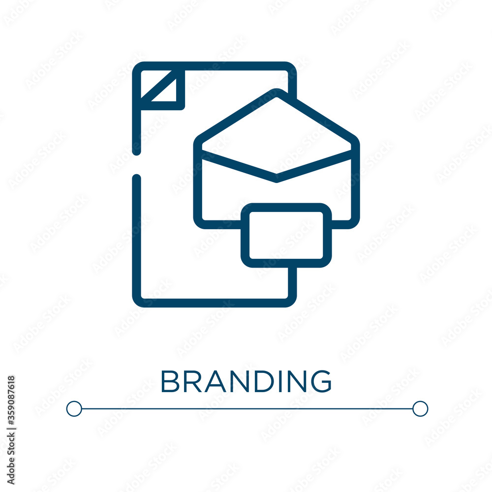 Aufkleber branding icon. linear vector illustration. outline branding icon vector. thin line symbol for use on